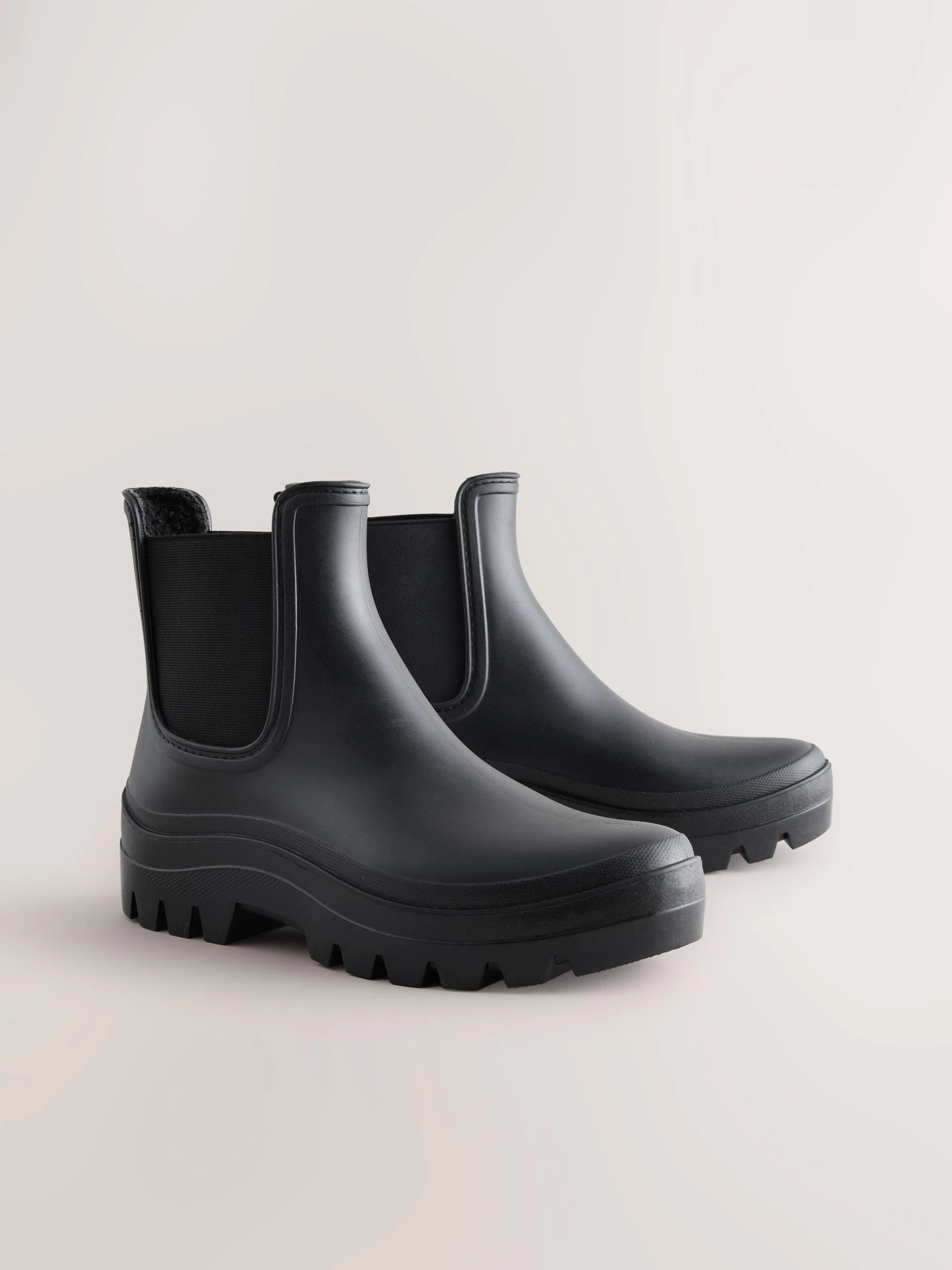 Zwart - Faux Fur Lined Chelsea Ankle Wellies