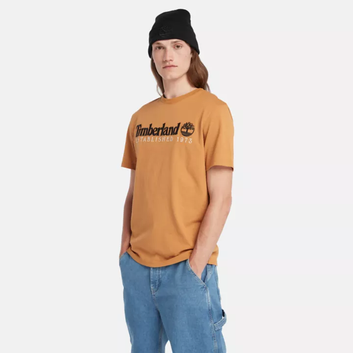 T-shirt à manches courtes et logo pour homme en jaune
