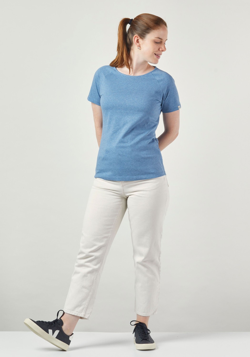 WE ARE ZRCL Damen Raglan T-Shirt Basic Melange Silver Blue
