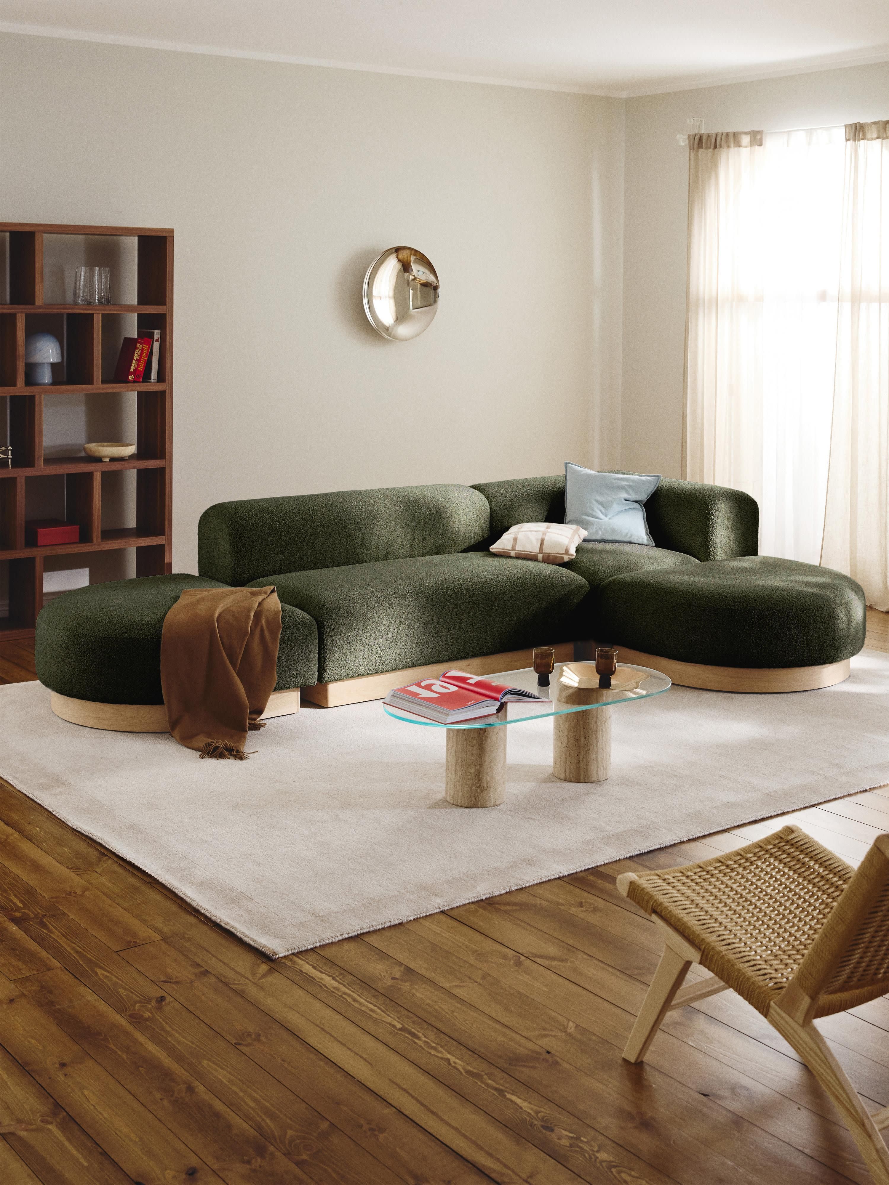 Modulaire hoekbank Natalie van teddy-bouclé