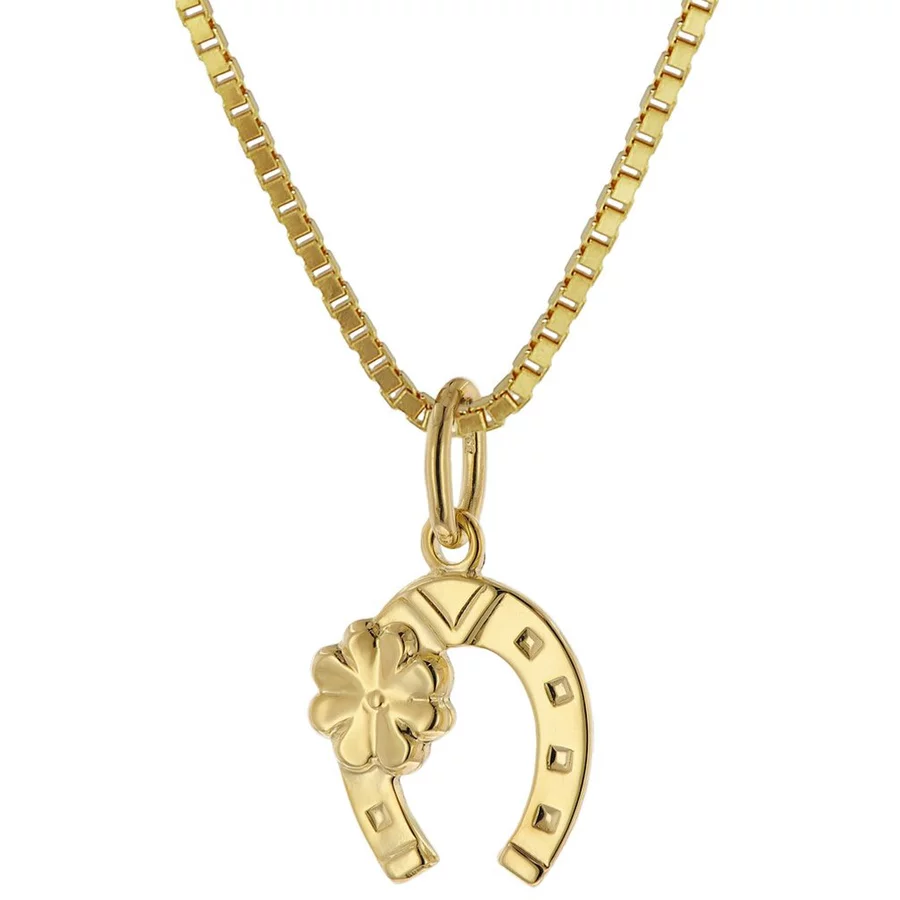 trendor Kinder Hufeisen-Anhänger Gold 333 + goldplattierte Silberkette gold
