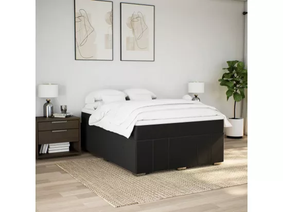 Sommier à lattes de lit avec matelas Noir 140x190 cm Tissu