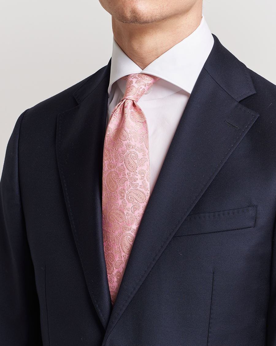 Amanda Christensen Silk Tonal Paisley Tie 8 cm Powder Pink