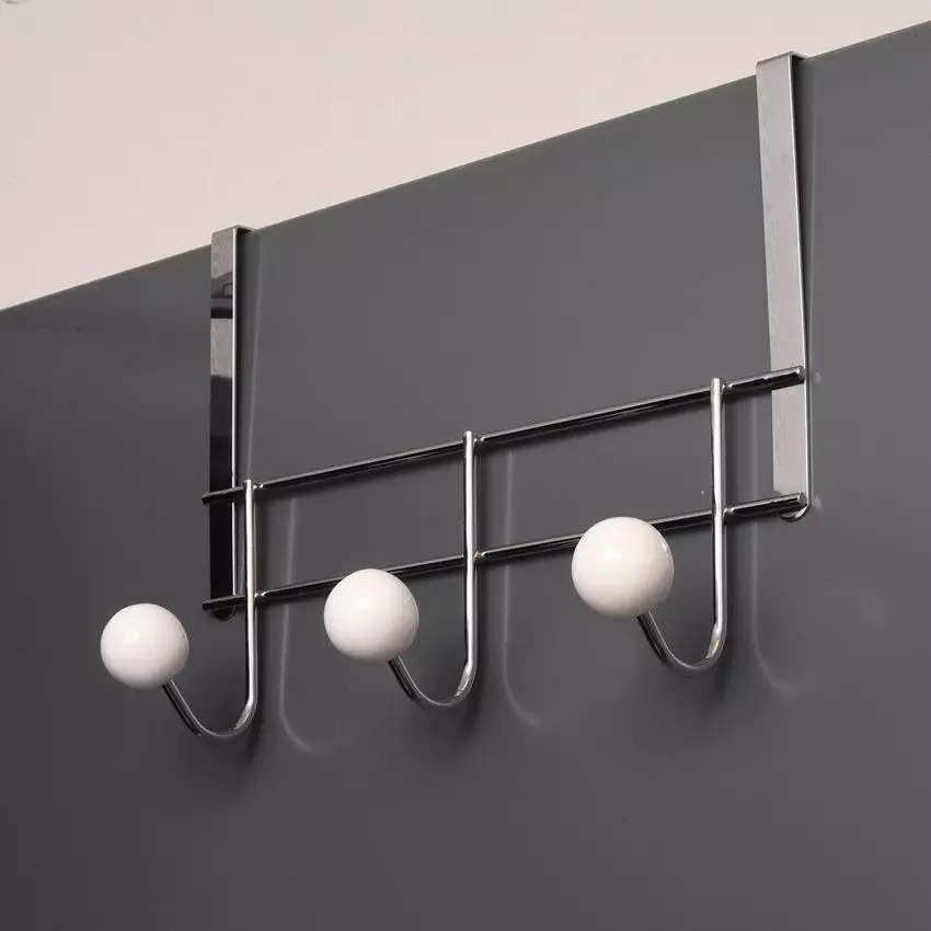 Patère à suspendre 3 crochets Chrome - Blanc