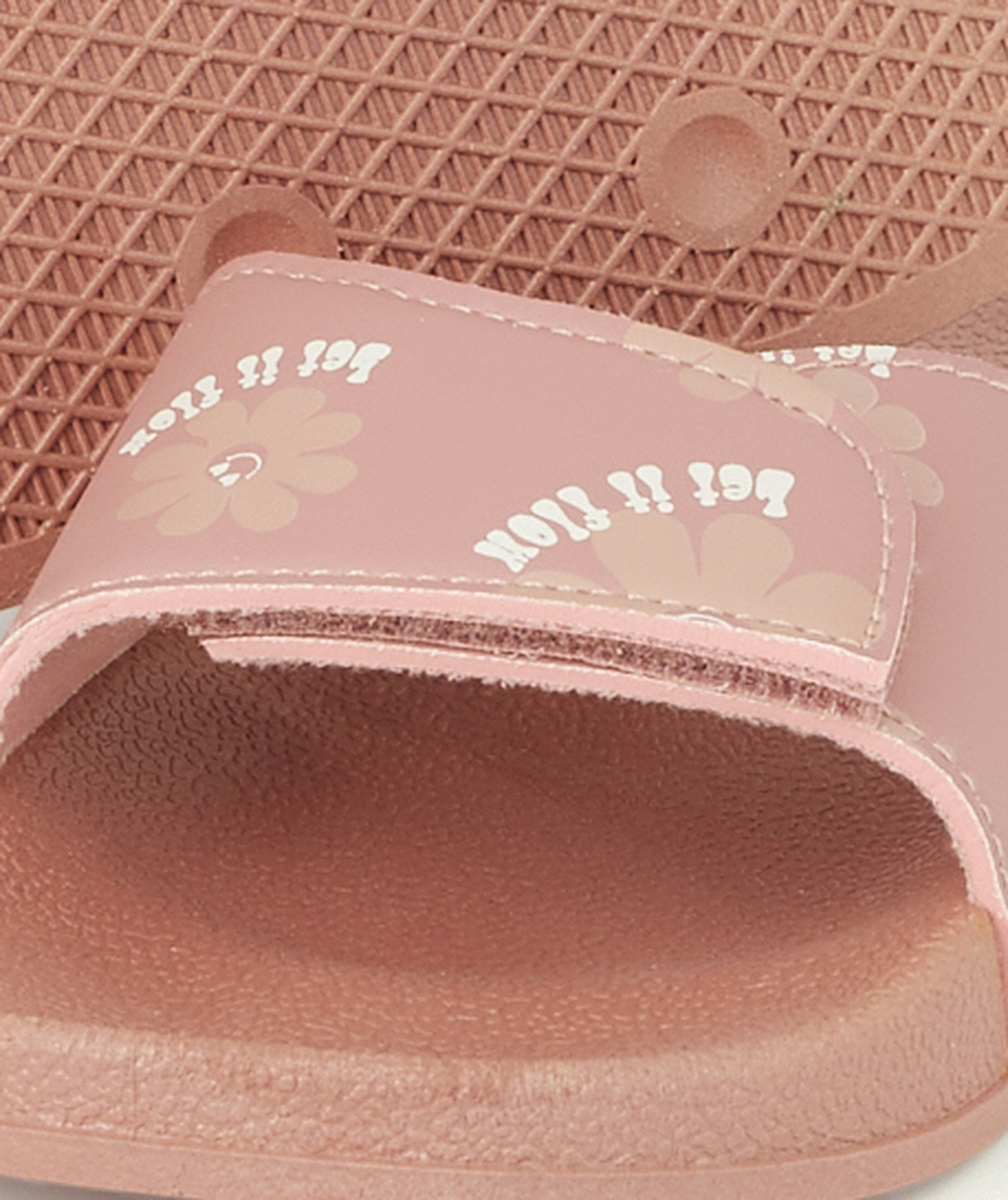 CLAQUETTES FILLE ROSES À BANDES AVEC FLEURS