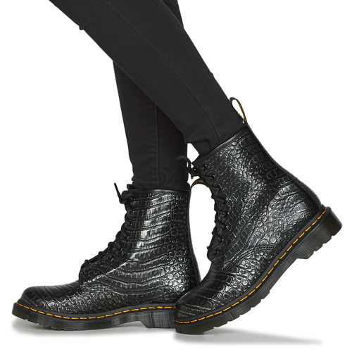 Dr. Martens - 1460 GUNMETAL WILD CROC EMBOSS - Noir