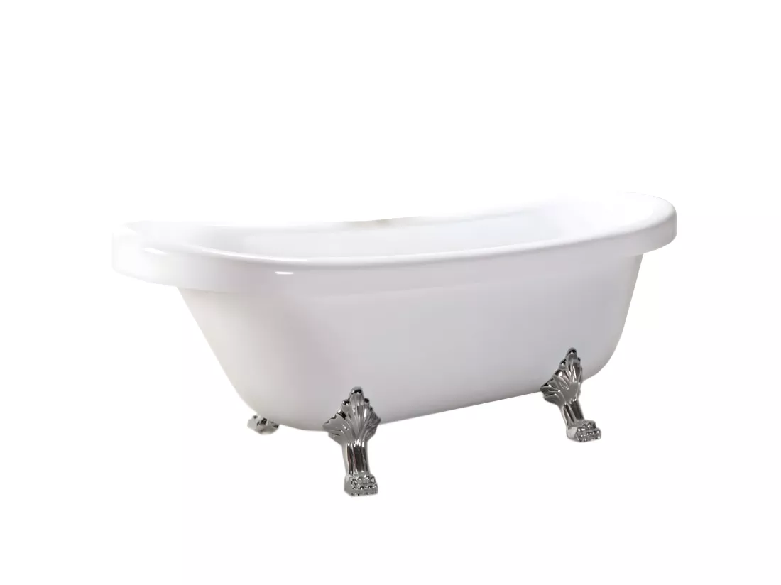 Baignoire ilôt retrò 170 x 80 cm avec pieds argent + Mitigeur – Marigold