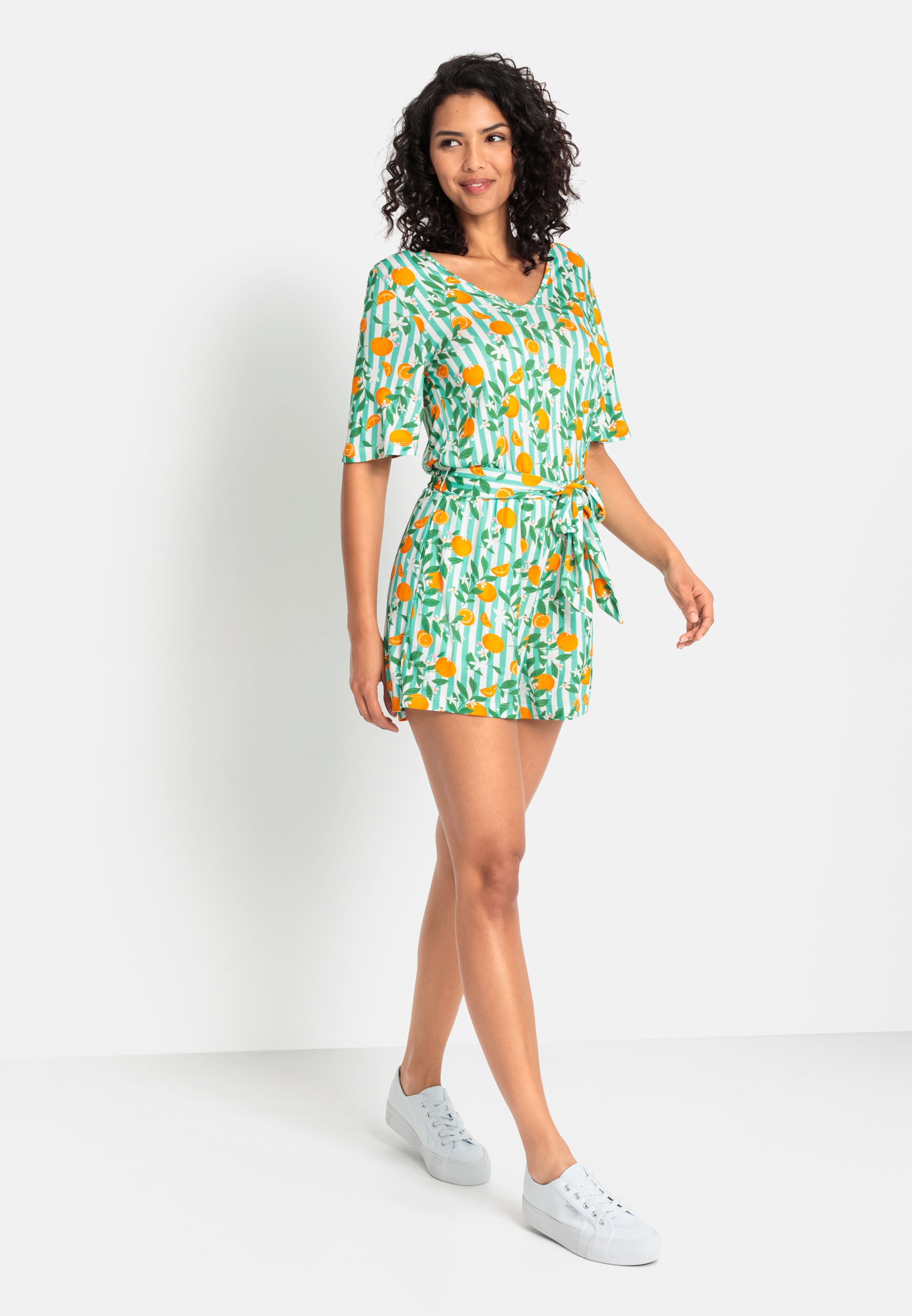 Buffalo Kurzoverall , mit Alloverdruck, sommerlicher Jumpsuit, Strandmode