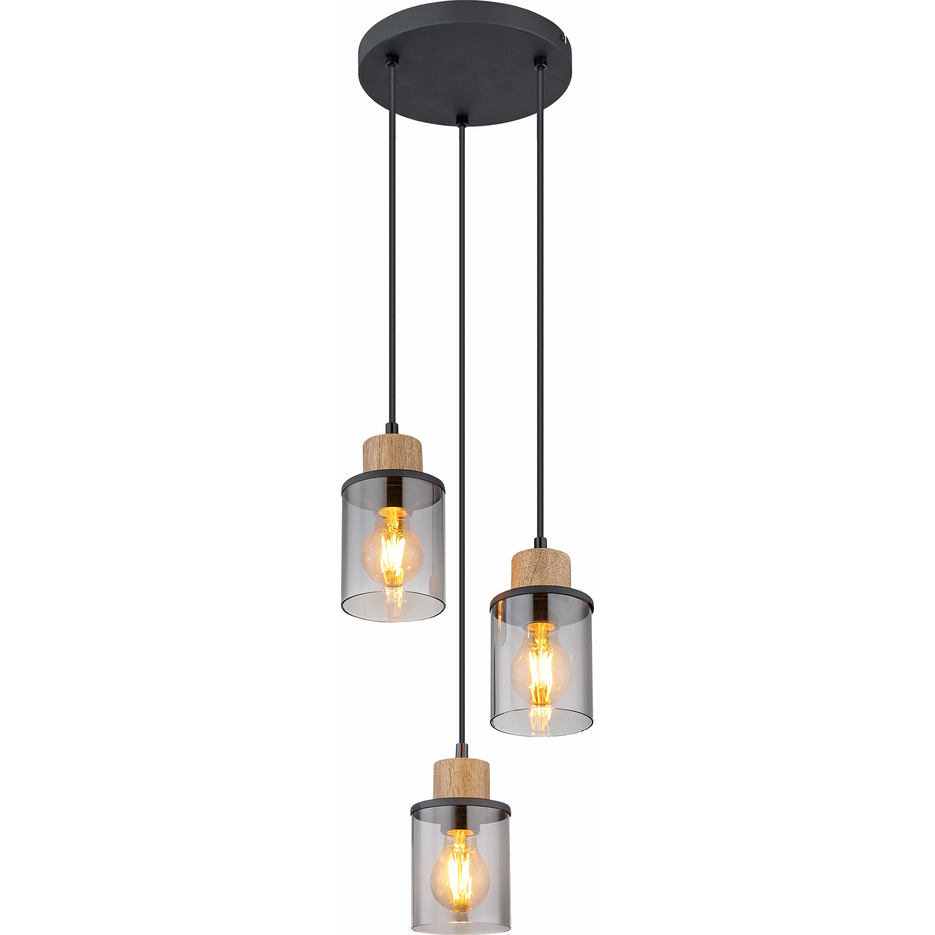 LAMPURA Pendelleuchte - schwarz-holzfarben - 120 cm