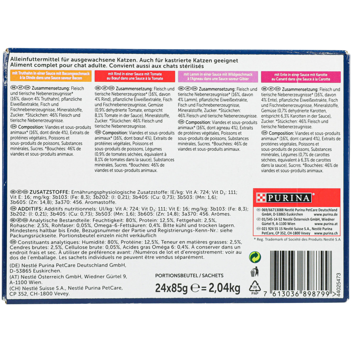 Felix Sensations Katzenfutter Fleisch in Sauce 24x85g