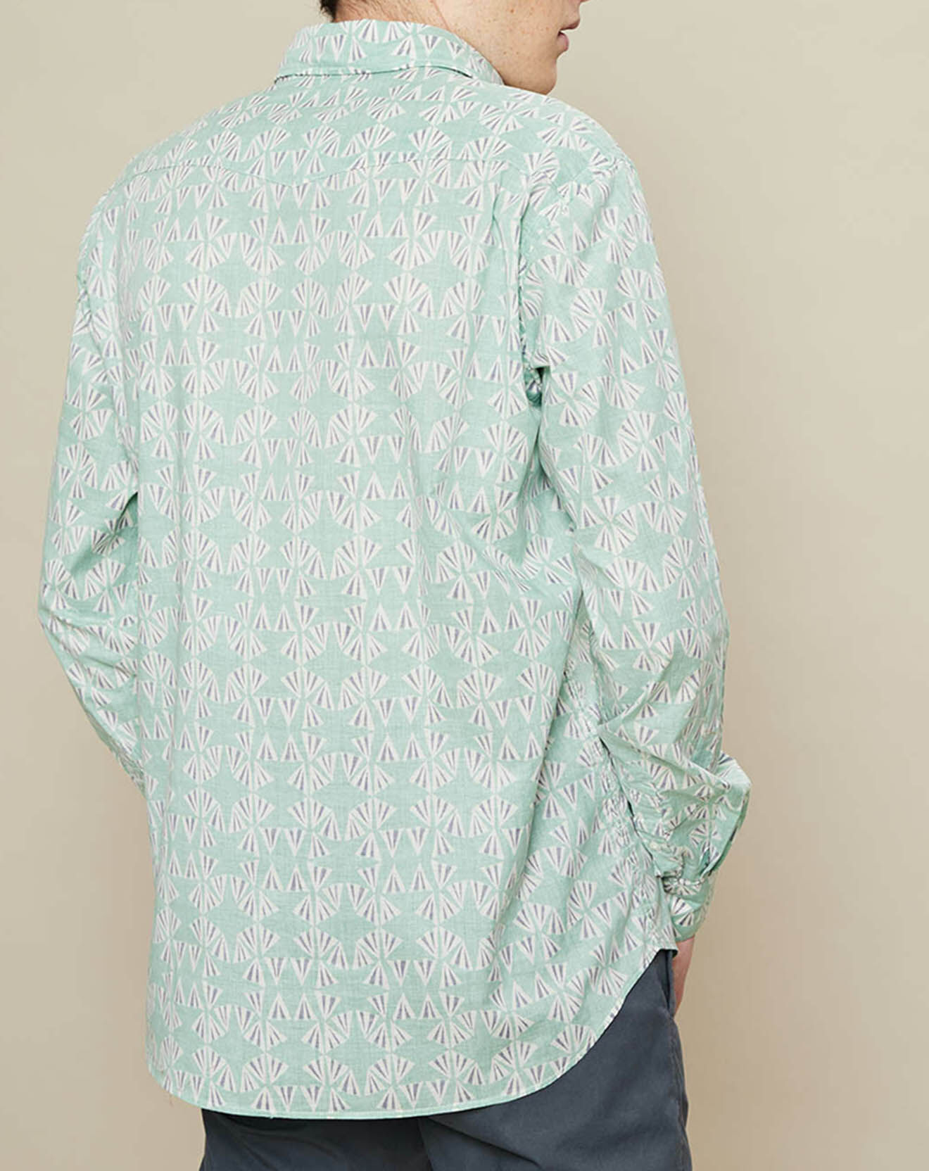 Hartford Chemise slim Storm Fans imprimée vert pâle
