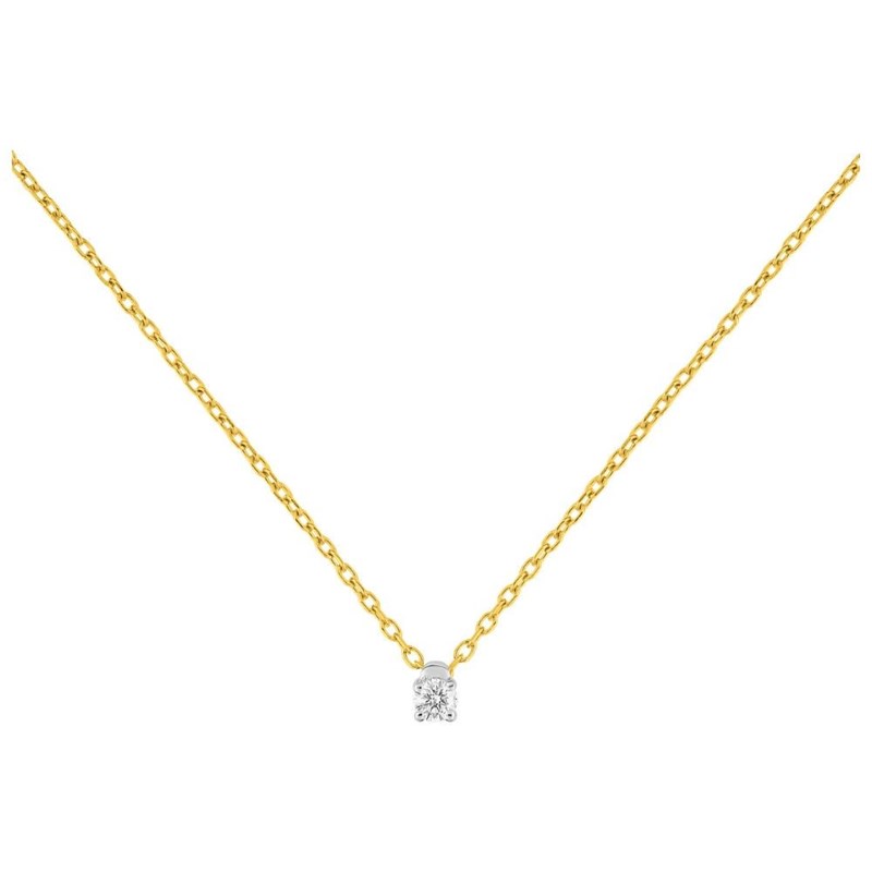 Collier diamant 0.07CT - Or jaune 9 carats