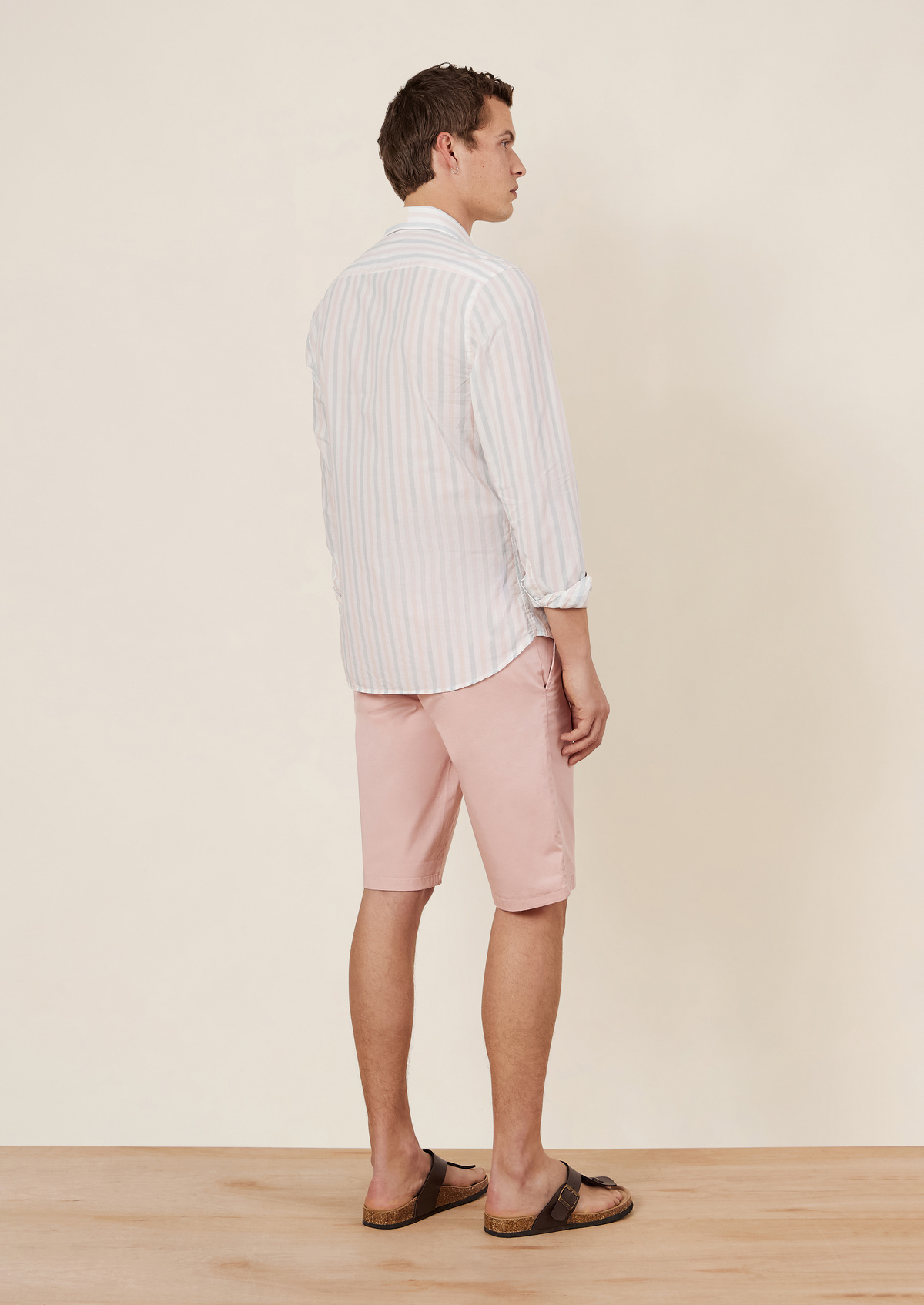 Bermuda en coton stretch uni rose
