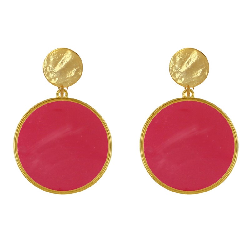 Boucles d'Oreilles Clip Métal Doré Cercle Coloré Translucide