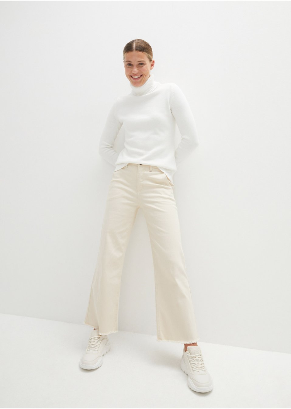 Pantalon large en twill avec taille confortable
