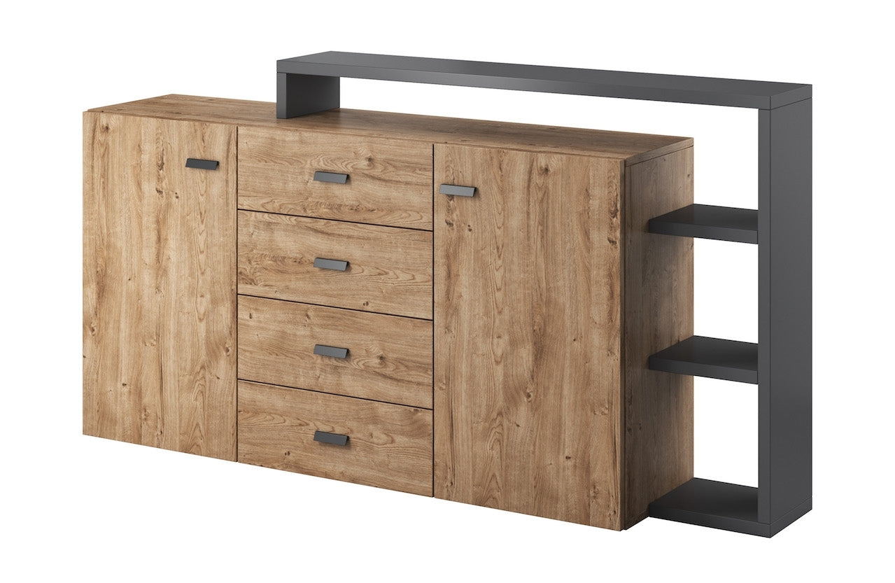 Bello - Dressoir - Eiken/antraciet - 180x38x80 cm