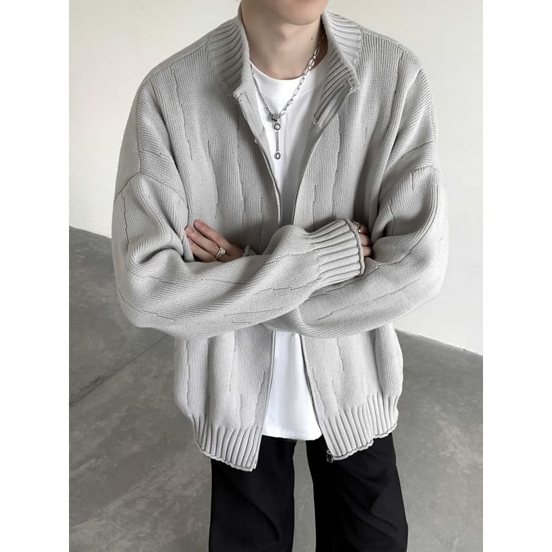 Real Boy - Effen cardigan met opstaande kraag en rits