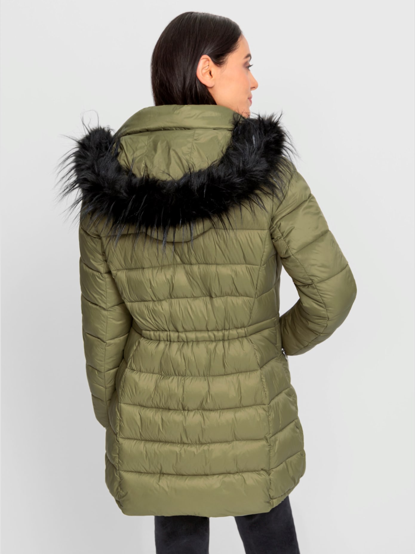 Parka imitation fourrure amovible sur capuche amovible