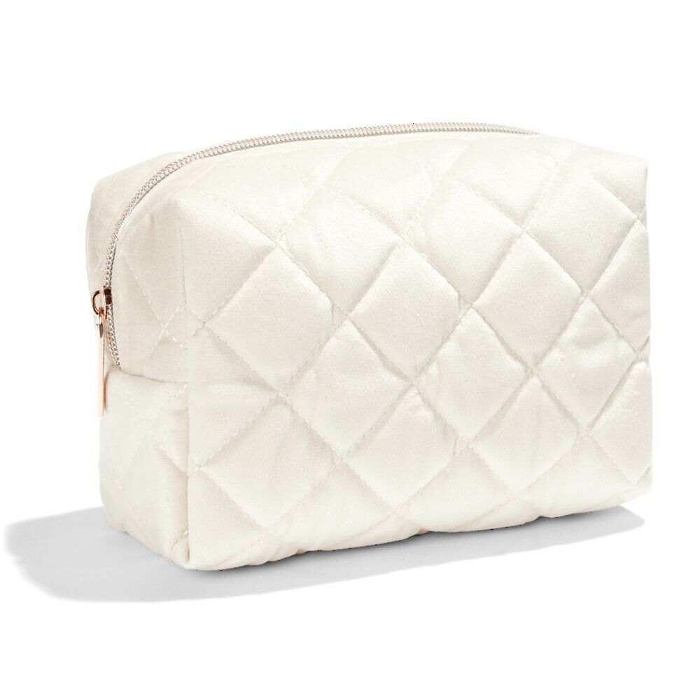 Pochette à cosmétiques en velours beige ou bleu 19x9xH12cm