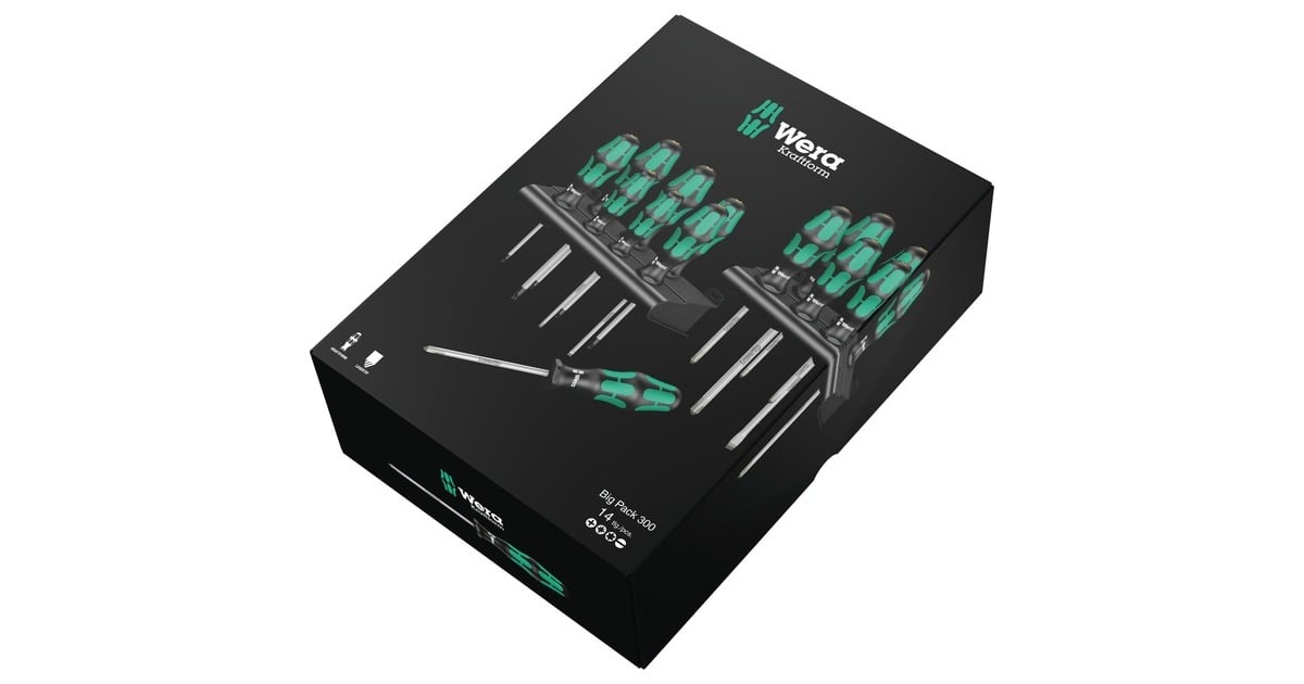 WeraKraftform Big Pack 300 schroevendraaier  (Zwart/groen, 14-delig)