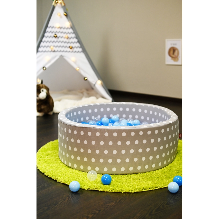 knorr toys® Bällebad soft - Grey white dots - 300 balls soft bluebluetransparent grau