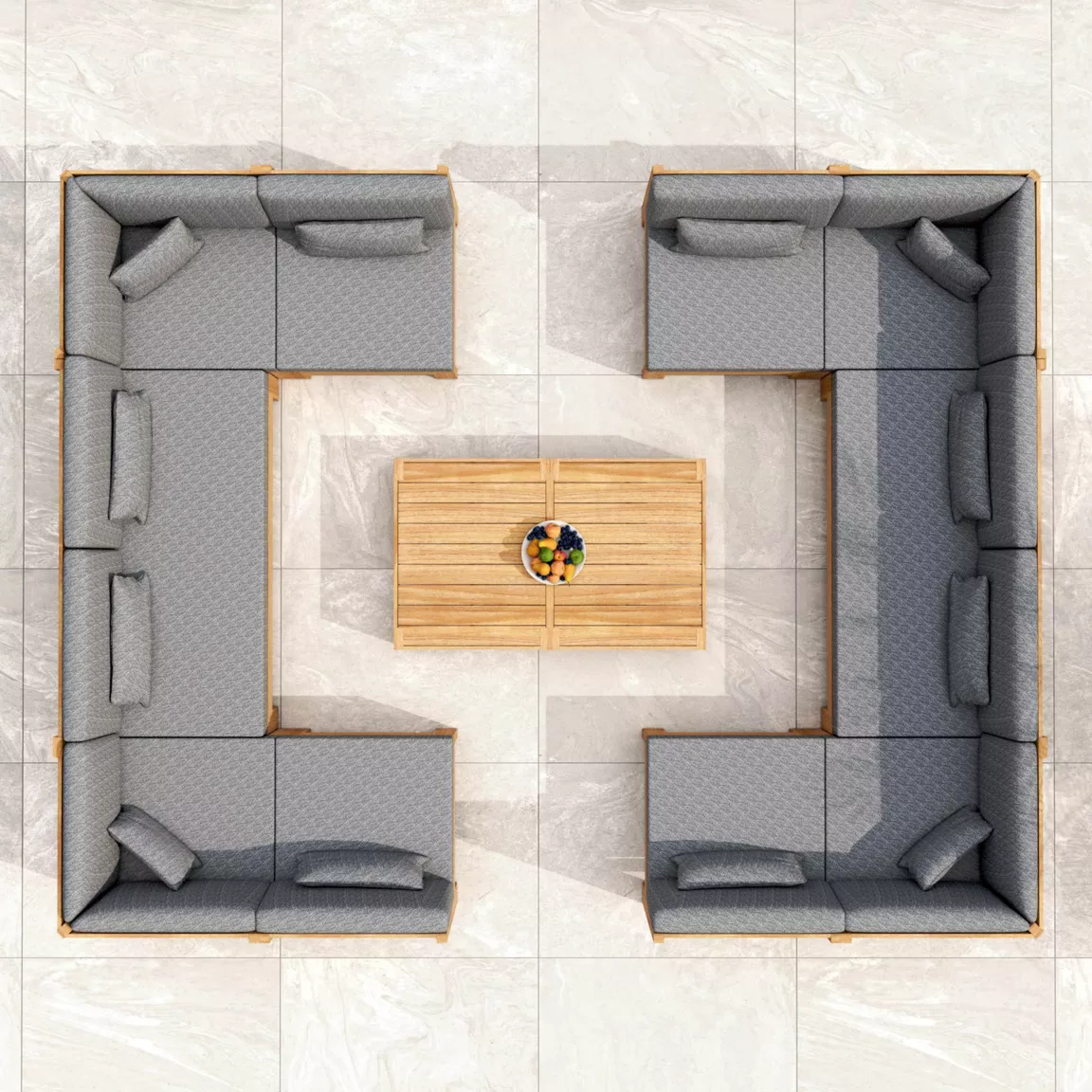 Fauteuil d'angle de jardin bois d'acacia Bornéo Gris anthracite