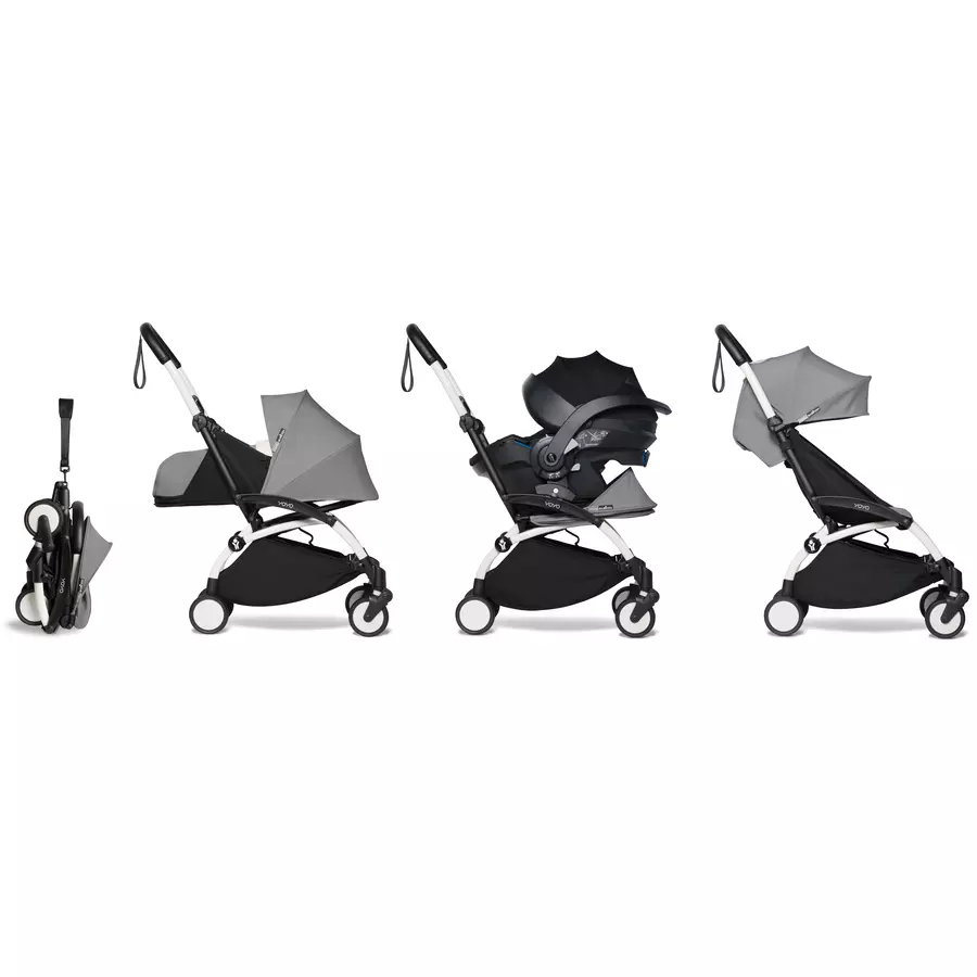 BABYZEN Kinderwagen YOYO2 6+ White mit Textilset Grey