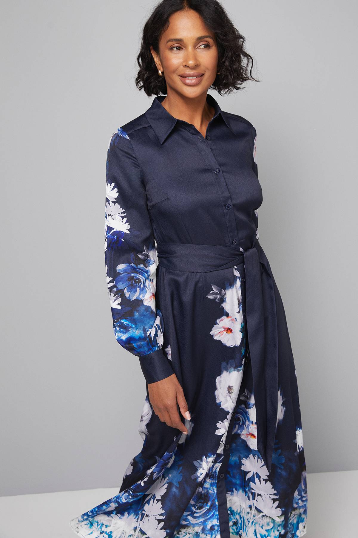 Wallis Robe Chemise Midi Florale Avec Dos Noué