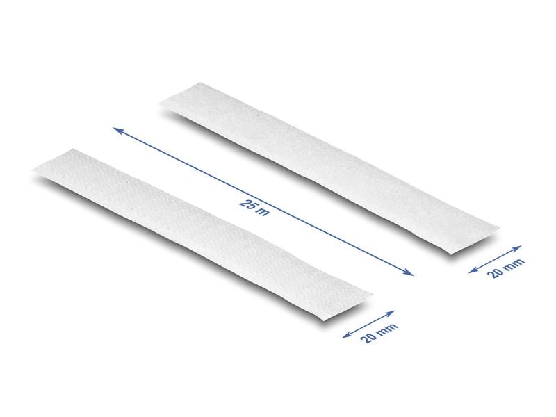 Delock Klettband 25 m x 20 mm mit Haft- und Flauschband Wei Delock Strapazierfähiges Klettband mit Haft- und Flauschband L 25 m x B 20 mm weiss