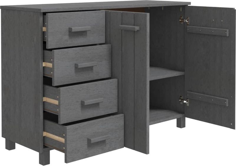 vidaXL - Dressoir HAMAR - Donkergrijs - Massief Grenenhout