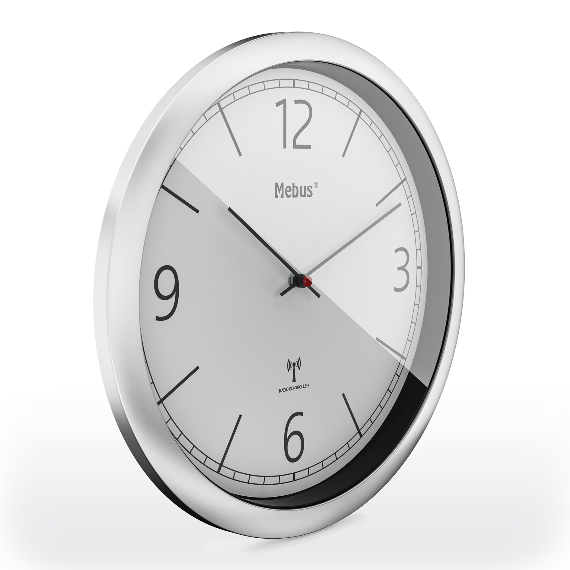 MEBUS Funk-Wanduhr - silber-grau - Ø 25 cm