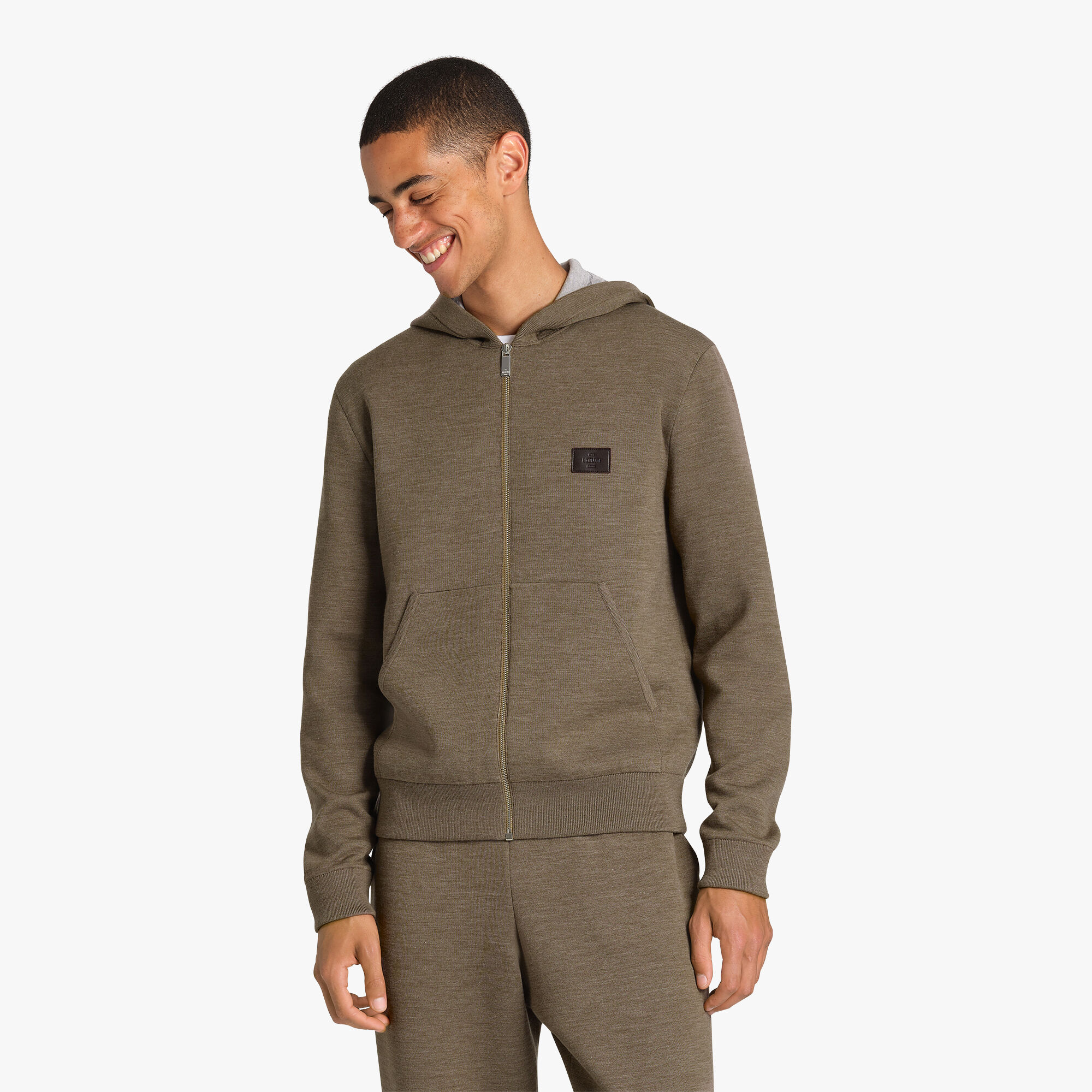 Sweat À Capuche Zippe En Laine Double Face Scritto