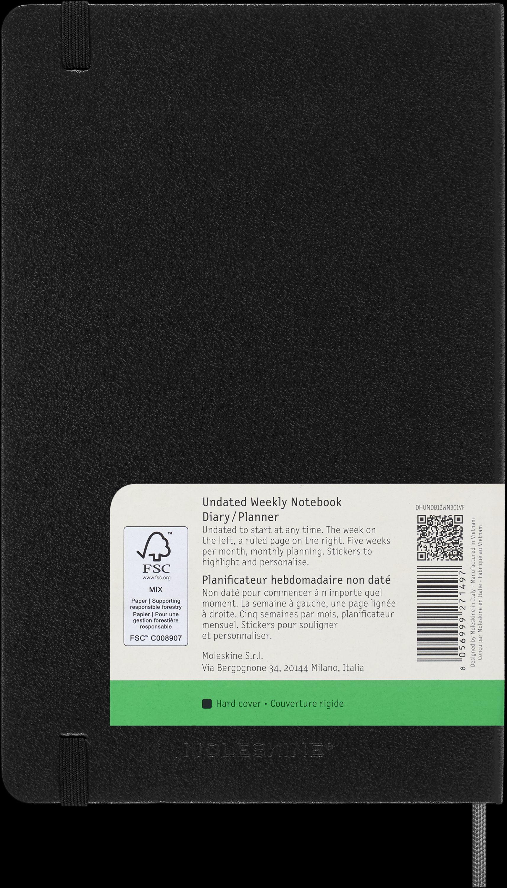 Moleskine undatierter Wochen Notizkalender, L/A5