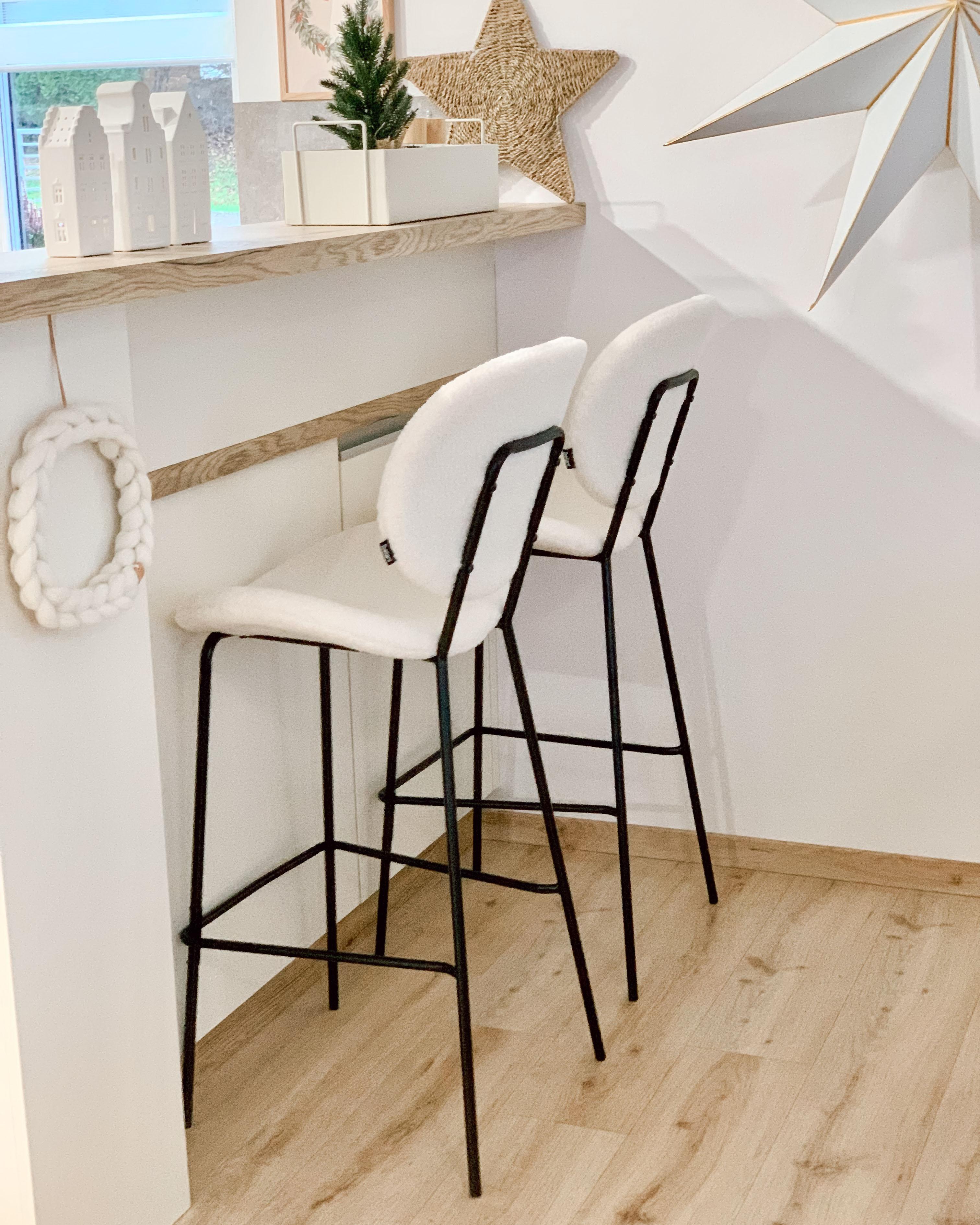 Set van 2 barstoelen LUANA Bouclé Wit