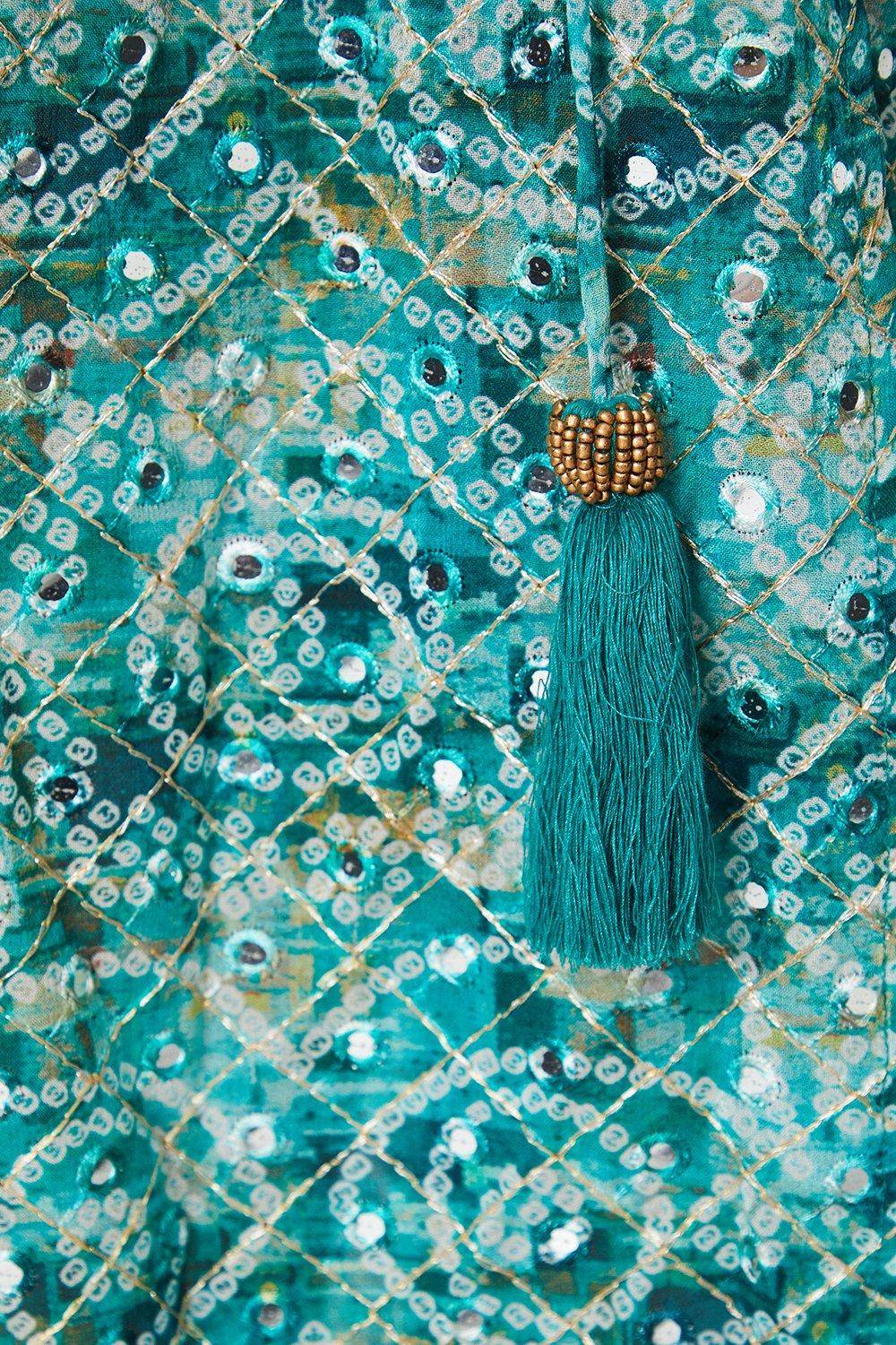 Wallis Kimono Géo Imprimé avec Détails Miroir