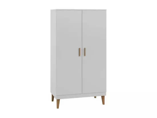 Armoire 2 Portes blanche et pieds en bois de chêne Blanka