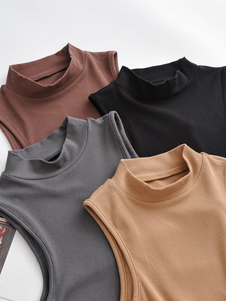Hollahop - Tanktop met lage hals en effen crop top