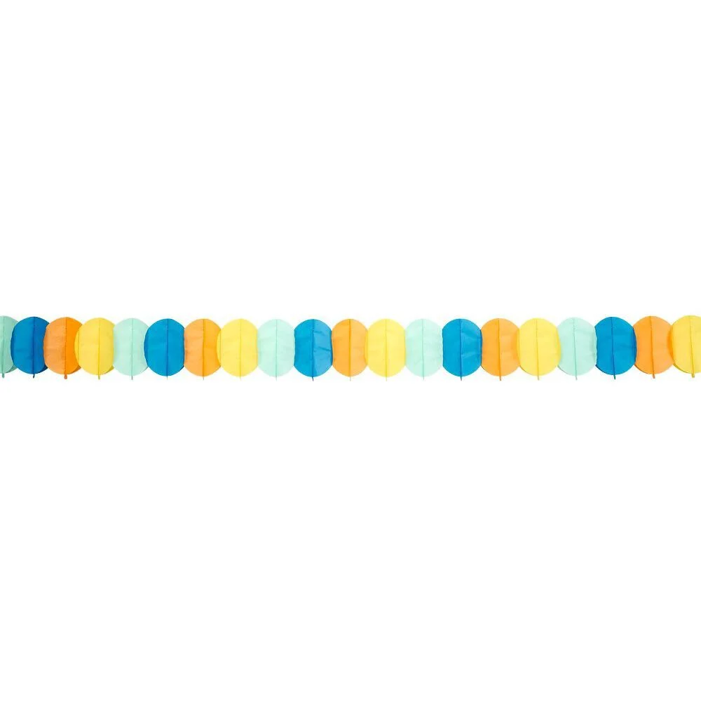 Guirlande papier de soie forme ovale thème dinosaure multicolore 4m