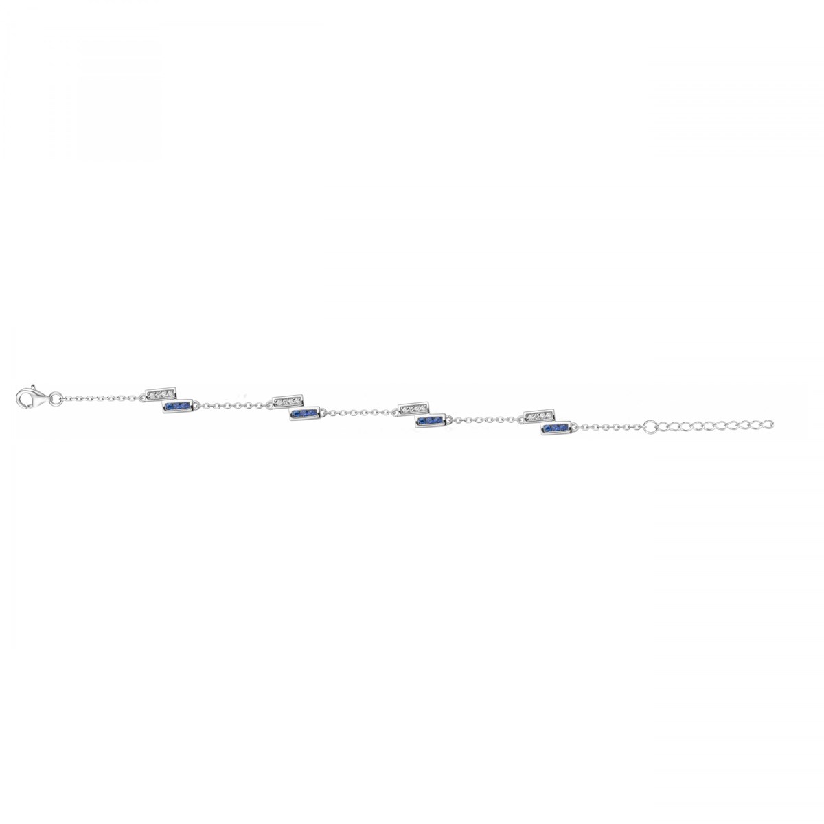 Bracelet souple multi-motifs en Argent avec spinelle bleu saphir