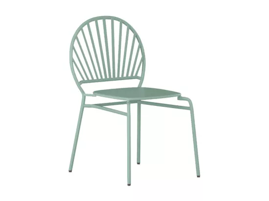 Salon de jardin en métal : un banc, 2 chaises et une table basse - Vert amande - CEDEIRA de MYLIA