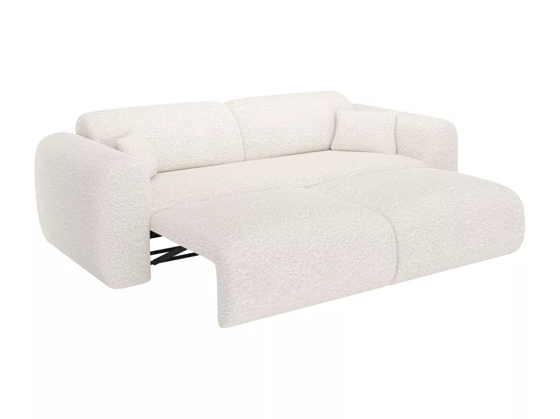 Canapé 4 places convertible en tissu bouclette blanc POGNI de Maison Céphy