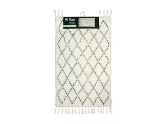 Tapis de Bain 50 x 80 cm Latika Blanc - Coton Imprimé