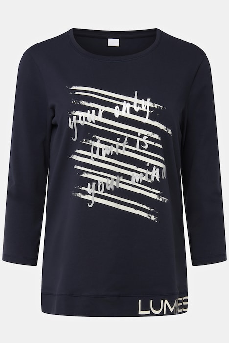 T-Shirt, Statement Print, Rundhals, 3/4-Ärmel