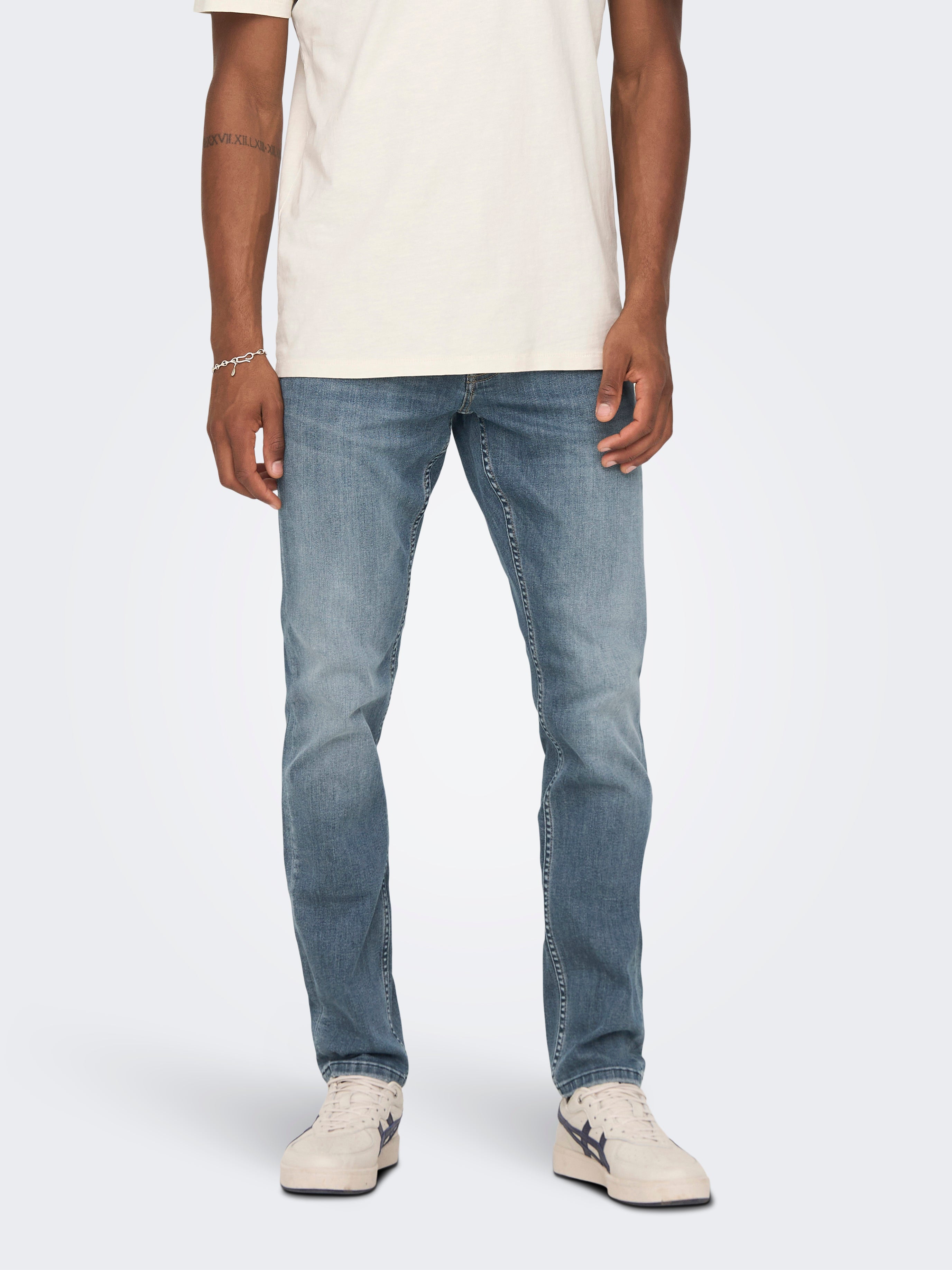 ONSLOOM Mittlere Taille Slim Fit Jeans Dark Blue Denim