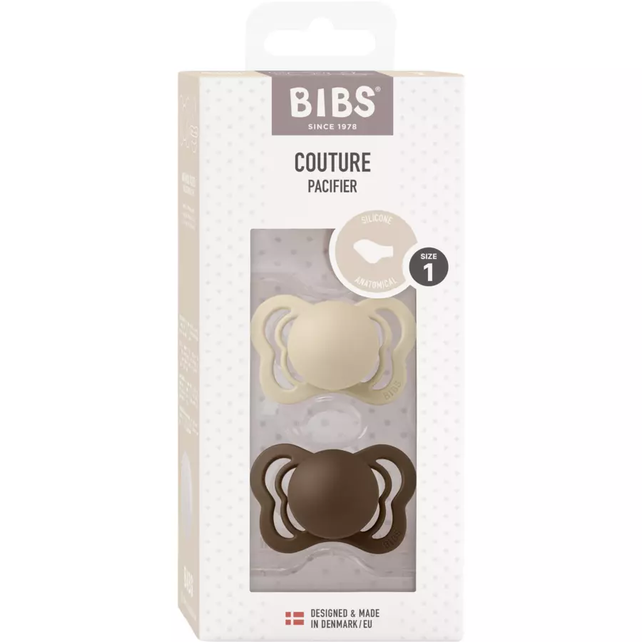 BIBS® Schnuller Couture Vanilla & Mocha Silikon 0-6 Monate, 2 Stk.