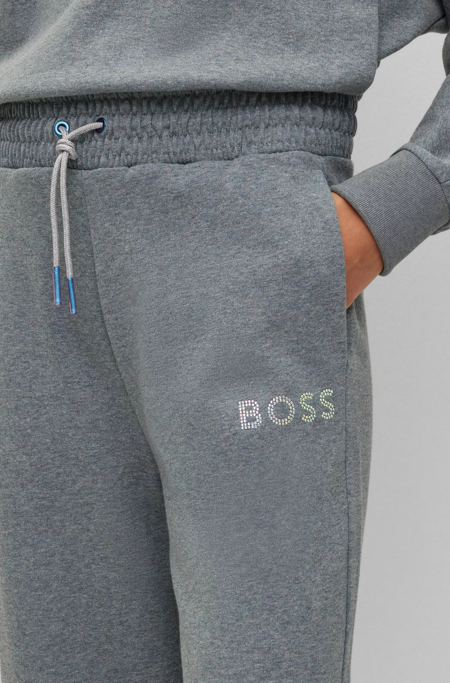 Calça de fato de treino BOSS em mistura de algodão laranja com logótipo aplicado.