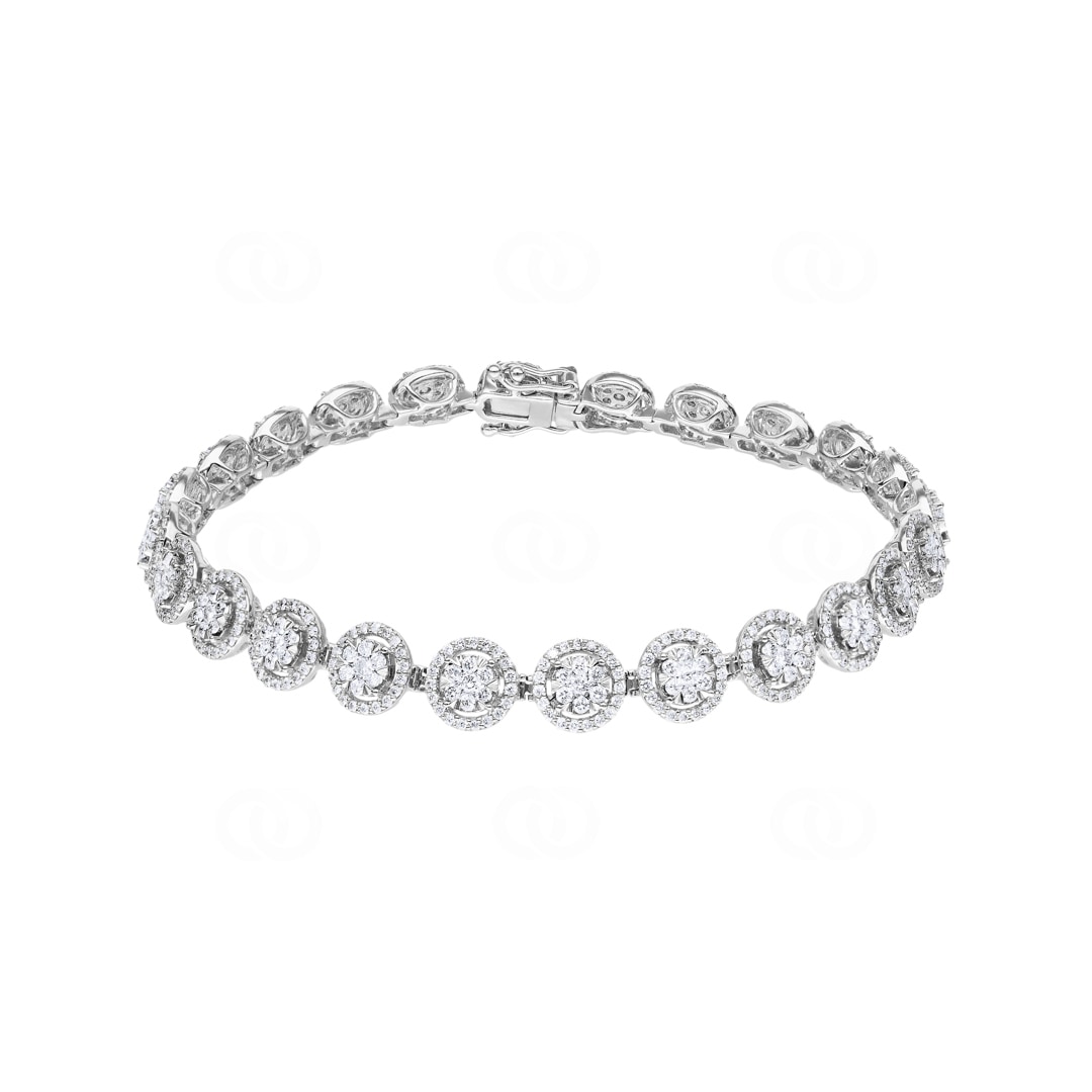 3.00 Karat Diamanten Halo Tennisarmband 750/18 K Weissgold