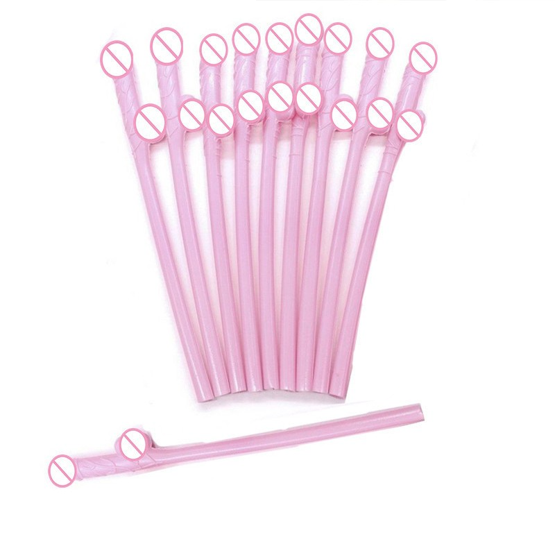 (10er Set) 19cm Bachelorette Party Strohhalm Funny Junggesellinnenabschied Trinkhalm - Pink