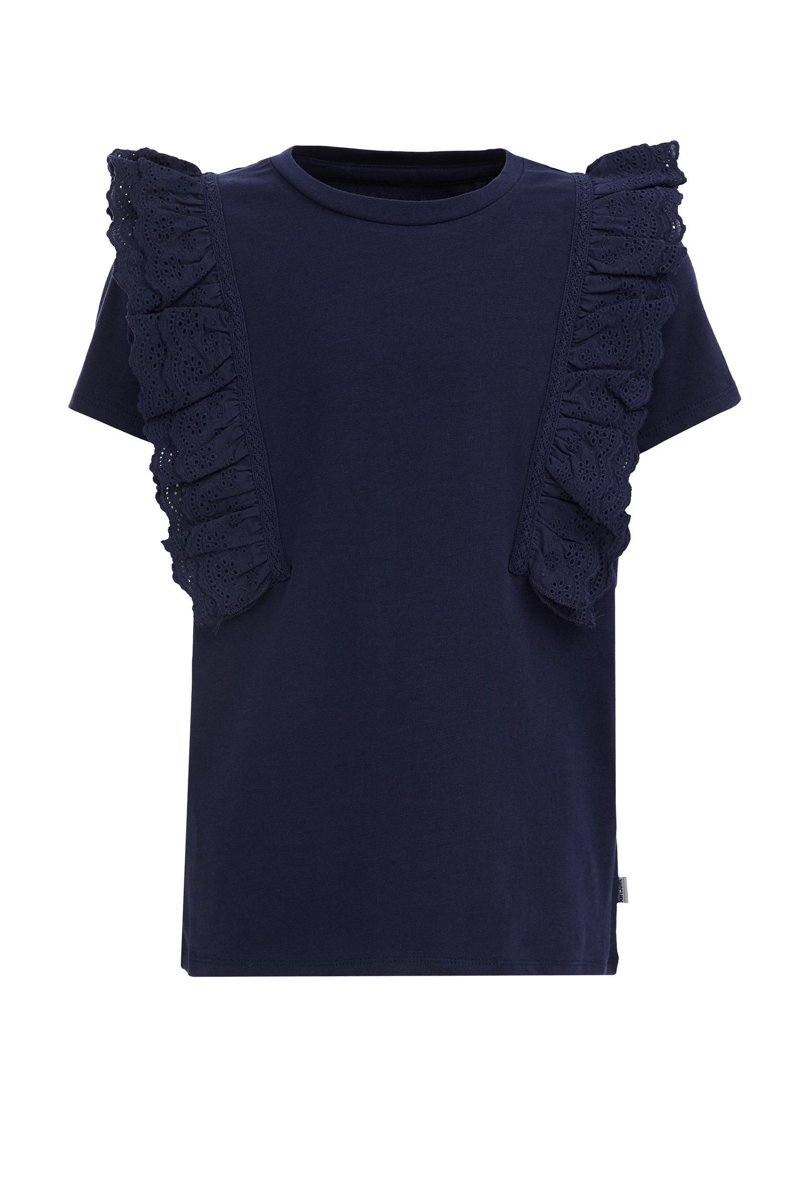 Meisjes T-shirt met ruches WE Fashion Marineblauw