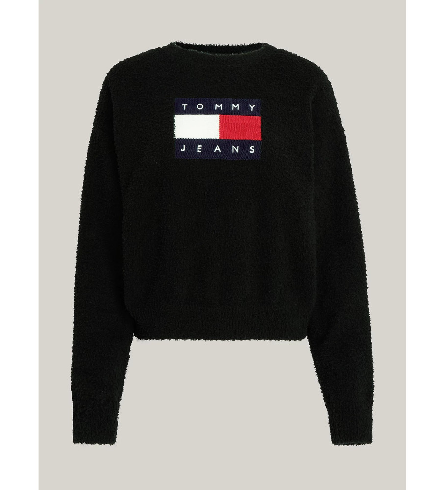 Suéter Tommy Jeans oversized com logo na cor preta.